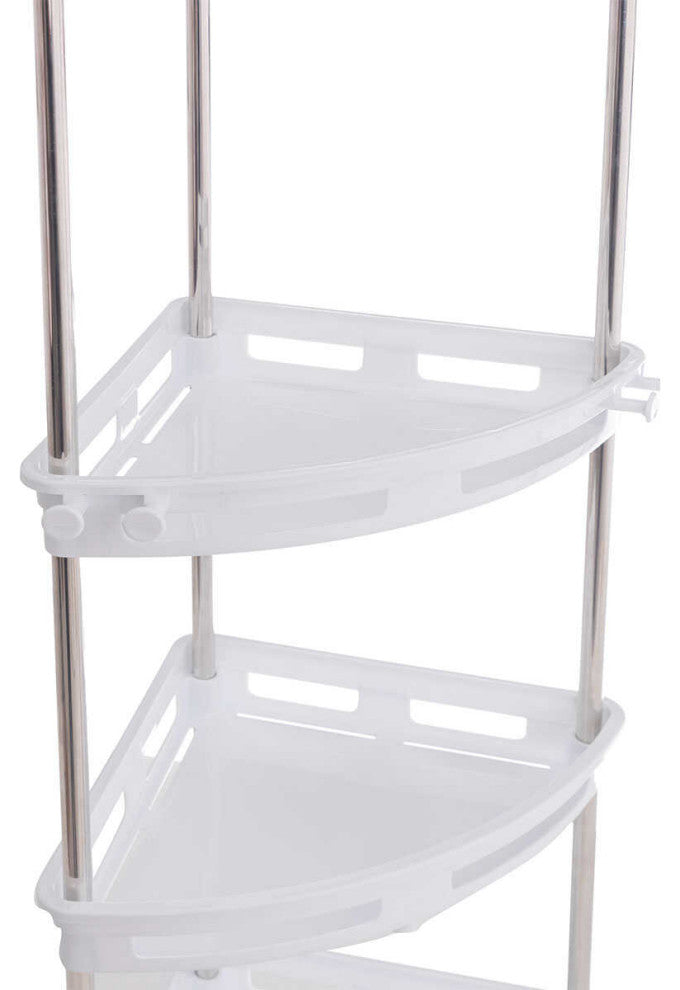 P. Nova 4-Tier Wall Mounted Corner Shower Cabinet for Bathroom & Kitchen (White)