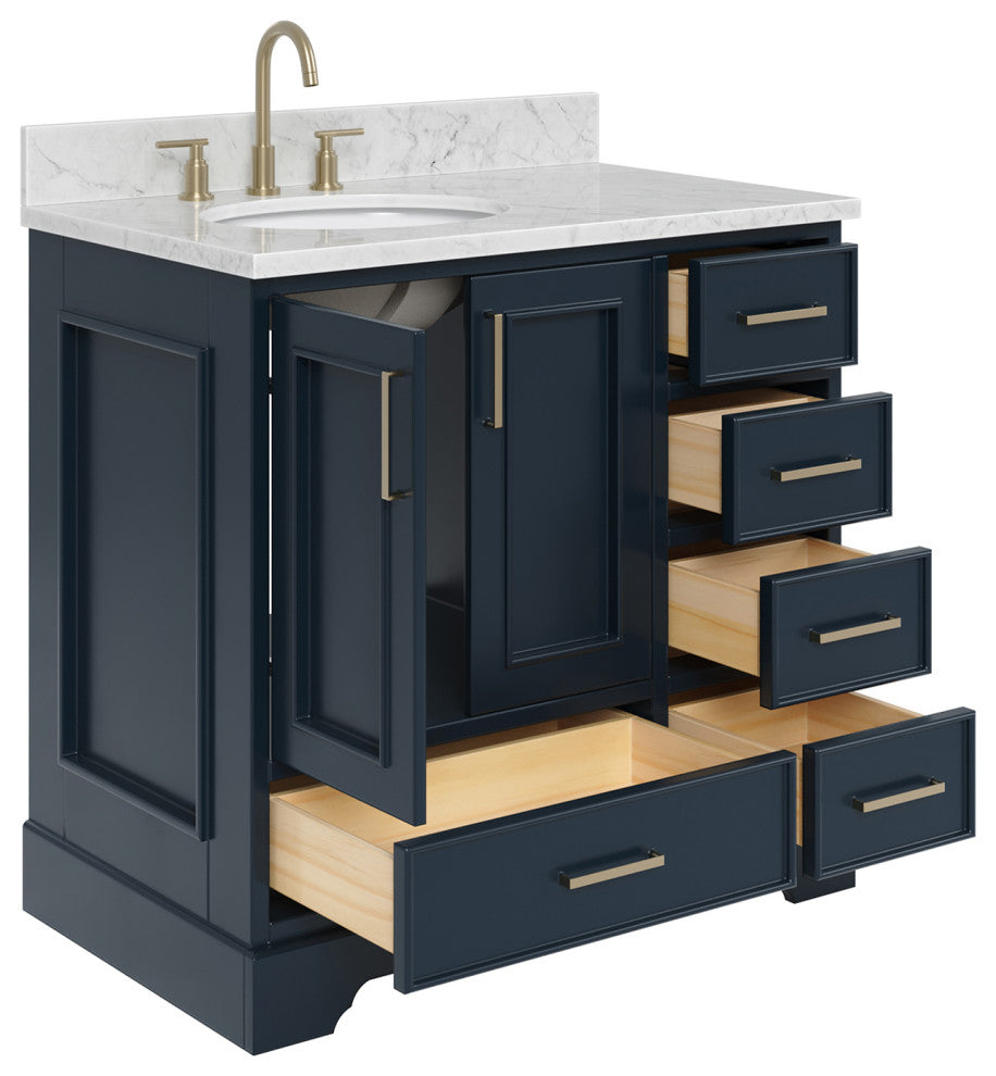Ariel Stafford 37" Single Left Offset Oval Sink Bathroom Vanity