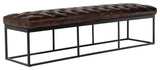 Tufted Leather and Iron Bench