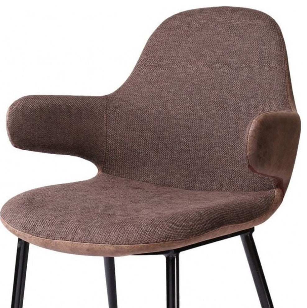 33" Stylish Brown Fabric and Faux Leather Accent Chair