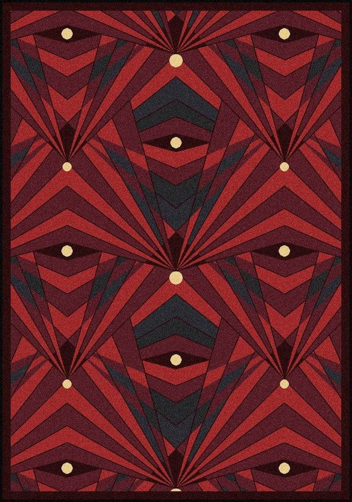 Any Day Matinee Rug, Deco Strobe, Burgundy, 3'10"x5'4"