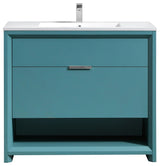 KubeBath Nudo 40'' Floor Mount Modern Bathroom Vanity, Teal Green