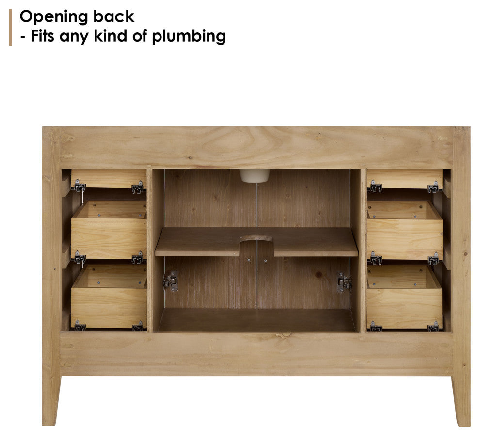 Laurel Bathroom Cabinet Vanity Base, Weathered Fir, 48", Without Mirror