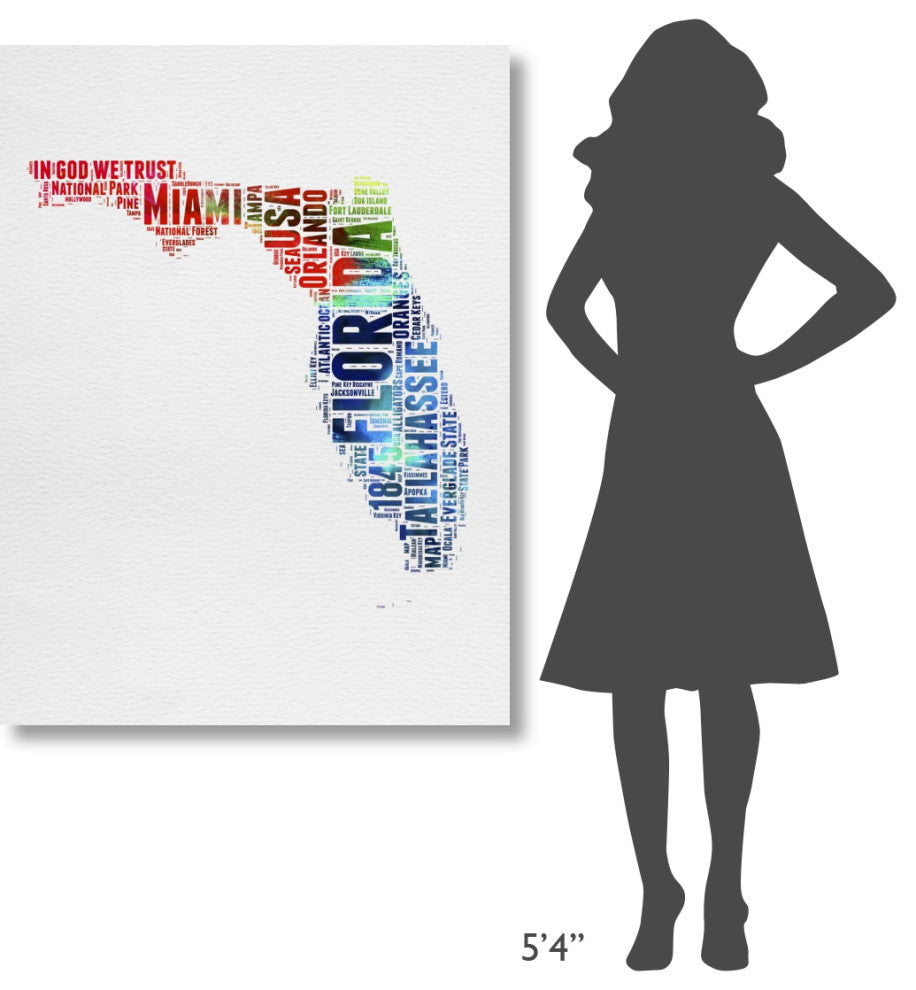 "Florida Watercolor Word Cloud" Fine Art Print