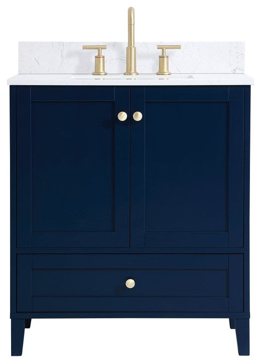 Sadie 30" Single Bathroom Vanity, Blue With Backsplash