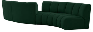 Infinity Boucle Fabric Upholstered 4-Piece S-Shaped Modular Sectional, Green