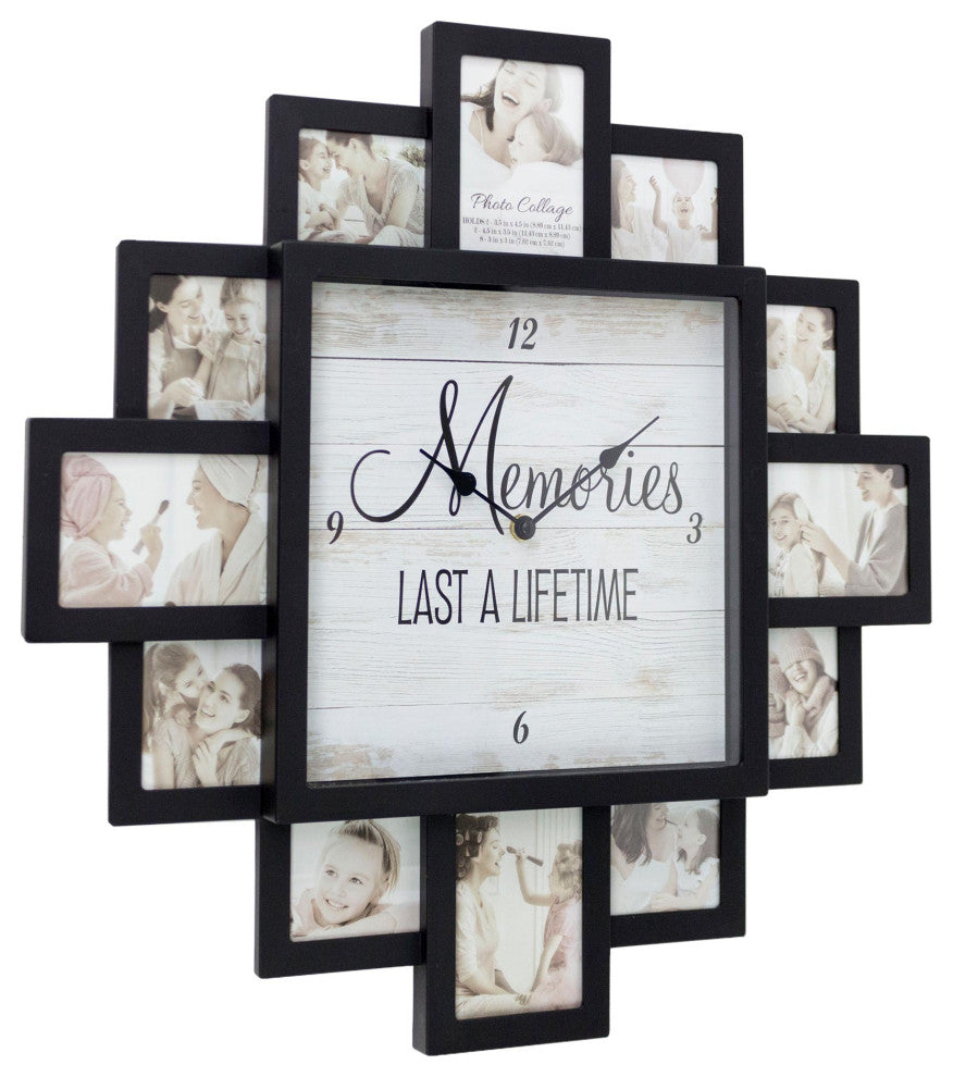 Black  "Lifetime Memories" Picture Frame Collage Wall Clock
