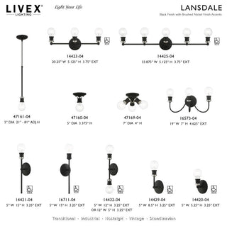 Lansdale 3 Light Black With Brushed Nickel Accents Flush Mount