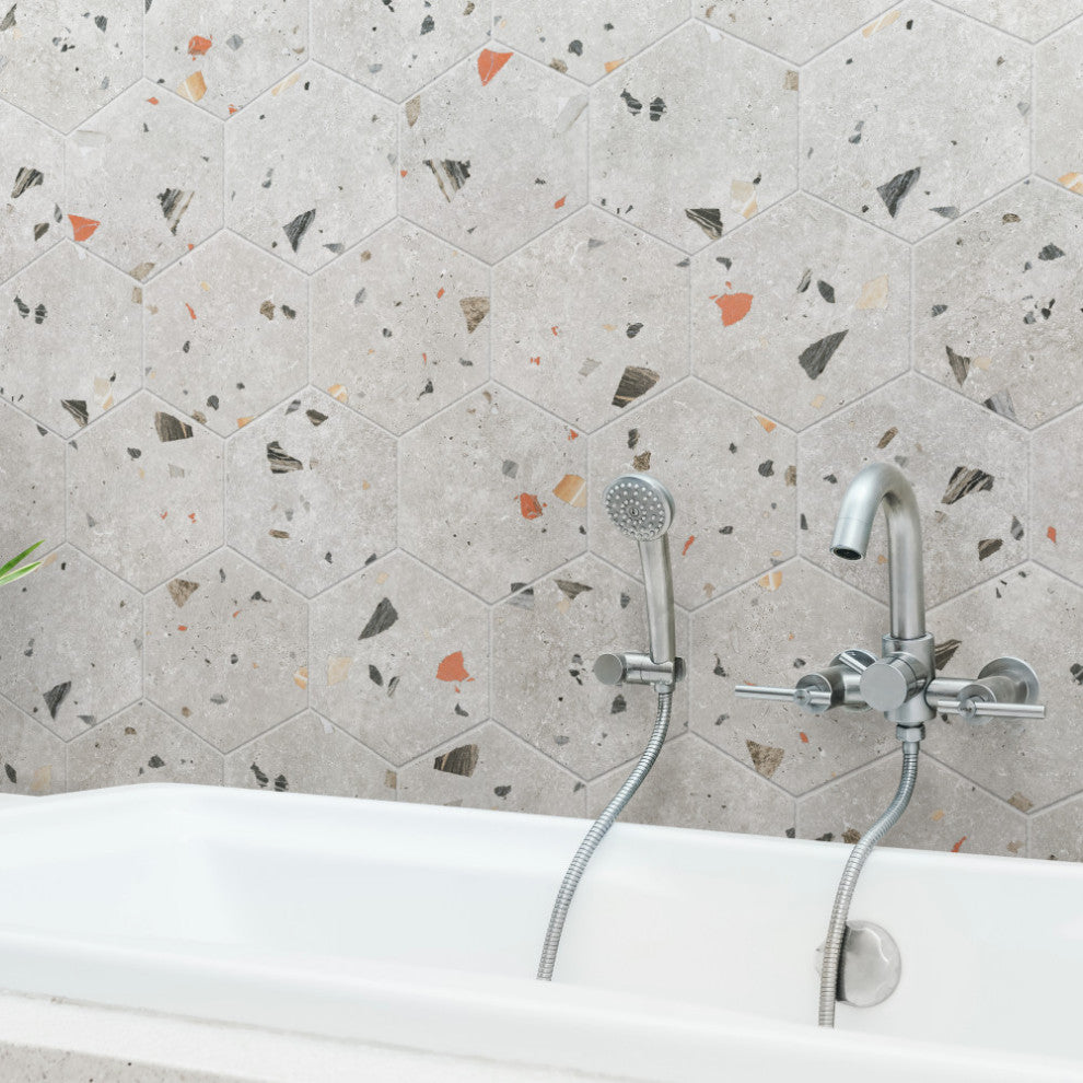 Sonar Hex Silver Porcelain Floor and Wall Tile