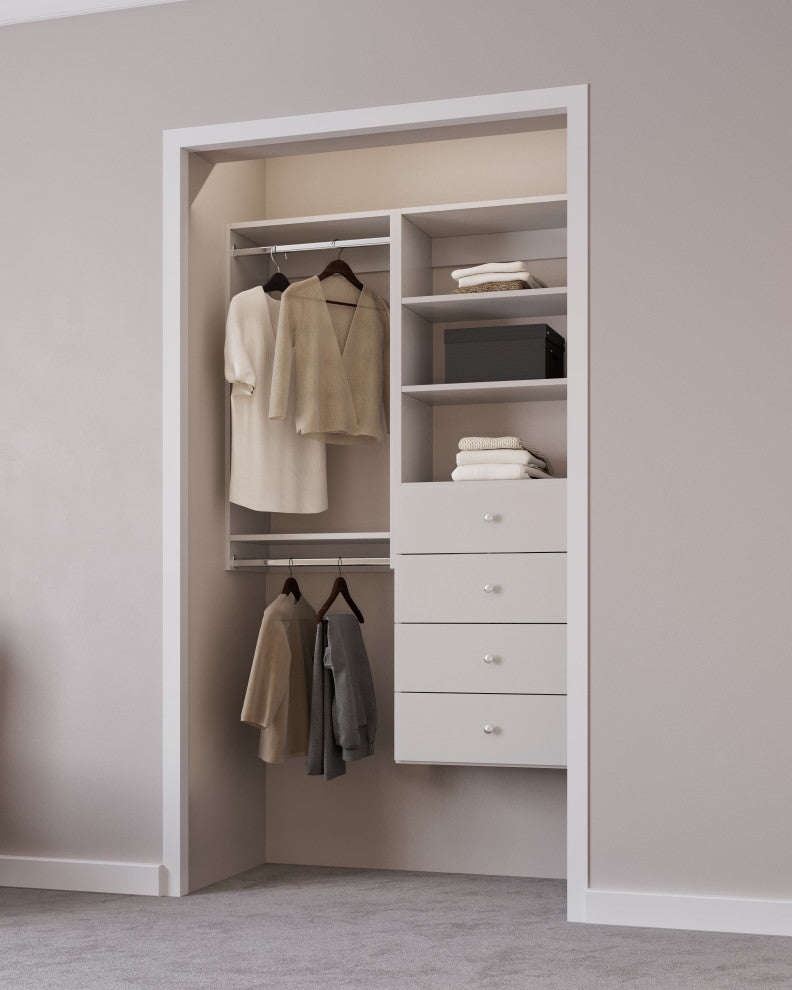 Modular Closet System Hanging Closet Organizer With Drawers 48"-63"