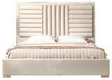 Modrest Daystar Modern Beige Velvet and Gold Bed, Eastern King