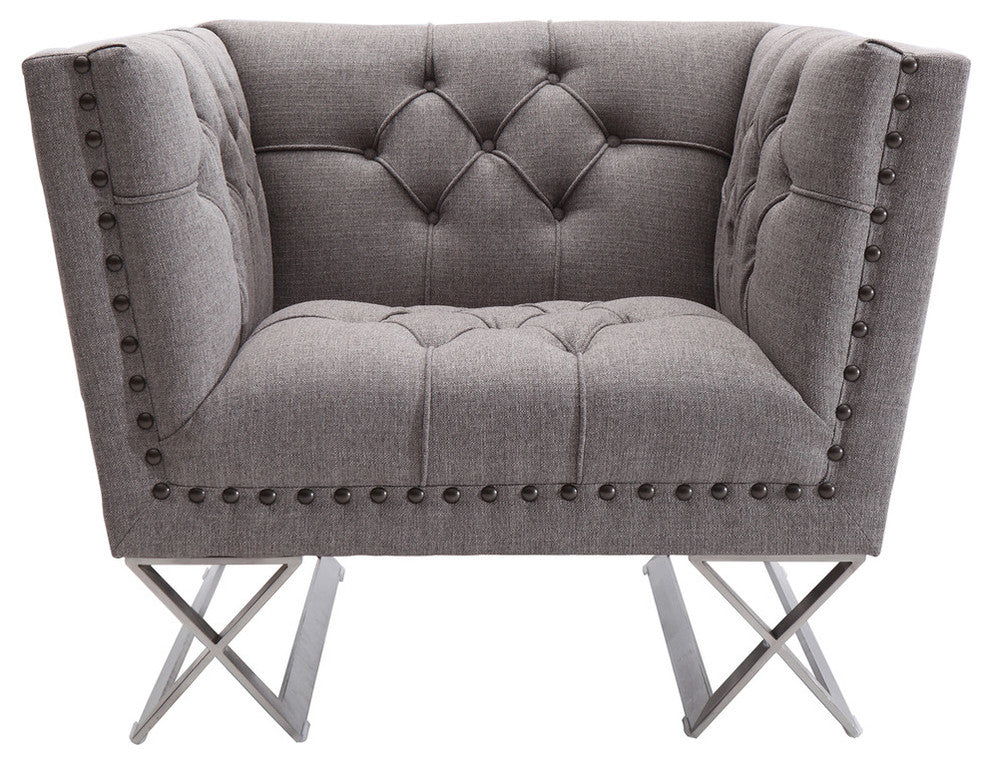 Odyssey Sofa Chair In Brushed Stainless Steel Finish