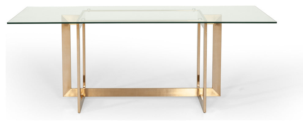 Modrest Keaton Modern Glass and Brass Dining Table