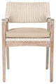 Wicker Arm Chair, White Wash Cream
