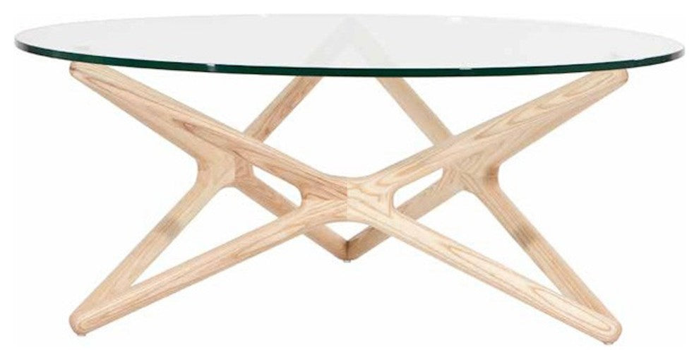 Star Glass Top Coffee Table, Solid Ash
