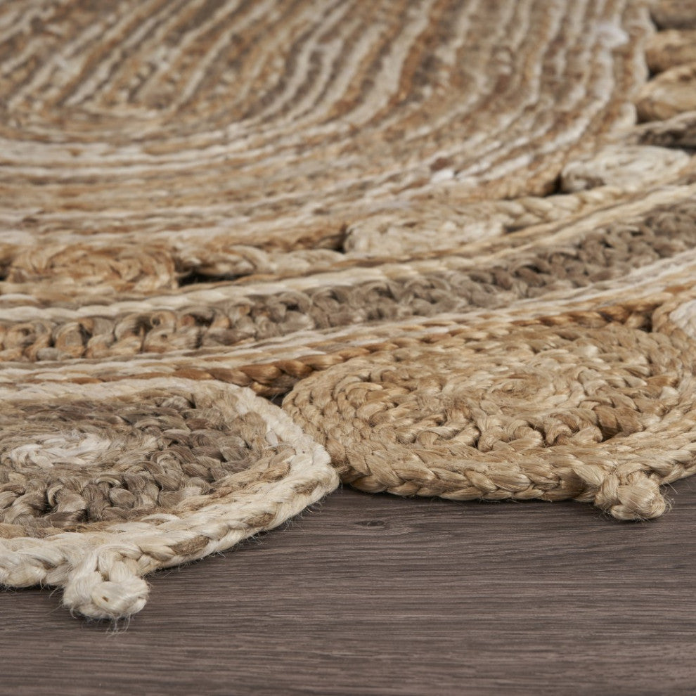 7" Oval Shaped Natural Toned Area Rug