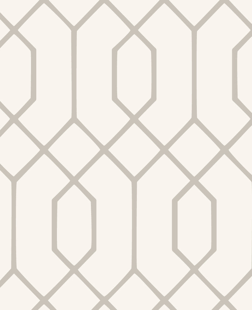 Geometric Hexagon Peel and Stick Vinyl Wallpaper, Light Grey, 24"w X 60"h