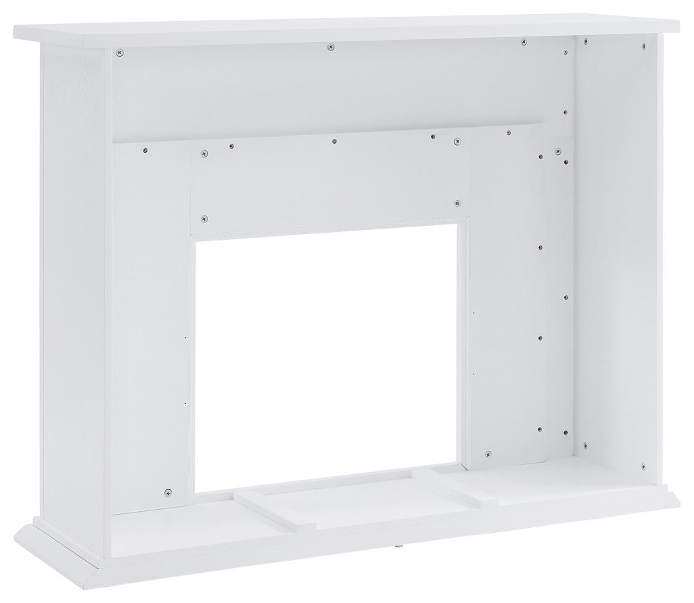Hanston Tiled Marble Fireplace, White and Gray