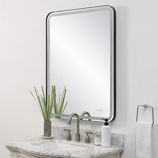 Crofton Lighted Black Large Mirror
