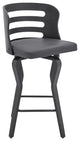 Benzara BM245955 Verne 26" Swivel Gray Faux Leather and Black Wood Bar Stool