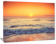 Yellow Cloudscape over Seashore, Large Beach Canvas Wall Art, 60"x28"