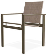 Tribeca Sling Outdoor Stackable Armchair, Augustine Fennel/Beachwood