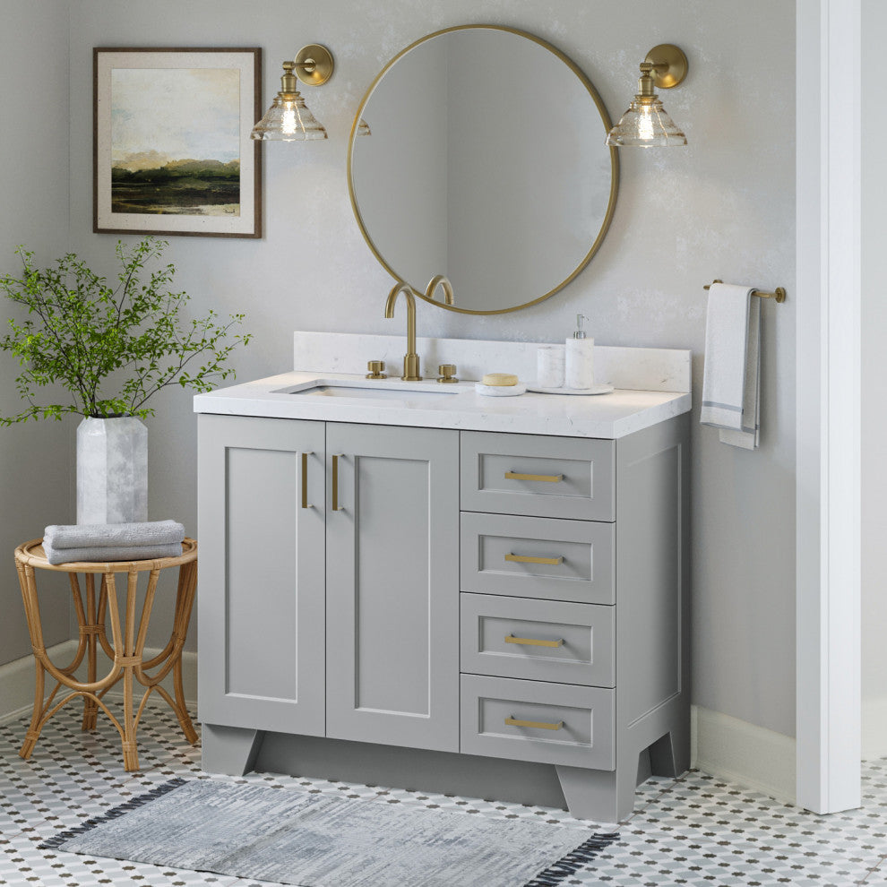 Ariel Taylor 42" Left Offset Single Rectangular Sink Bathroom Vanity
