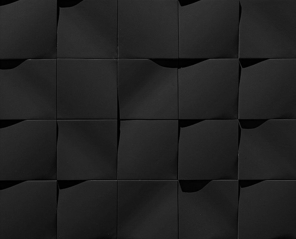 8"x8 "Interior/Exterior Concrete Wall Tile, Wave, Black