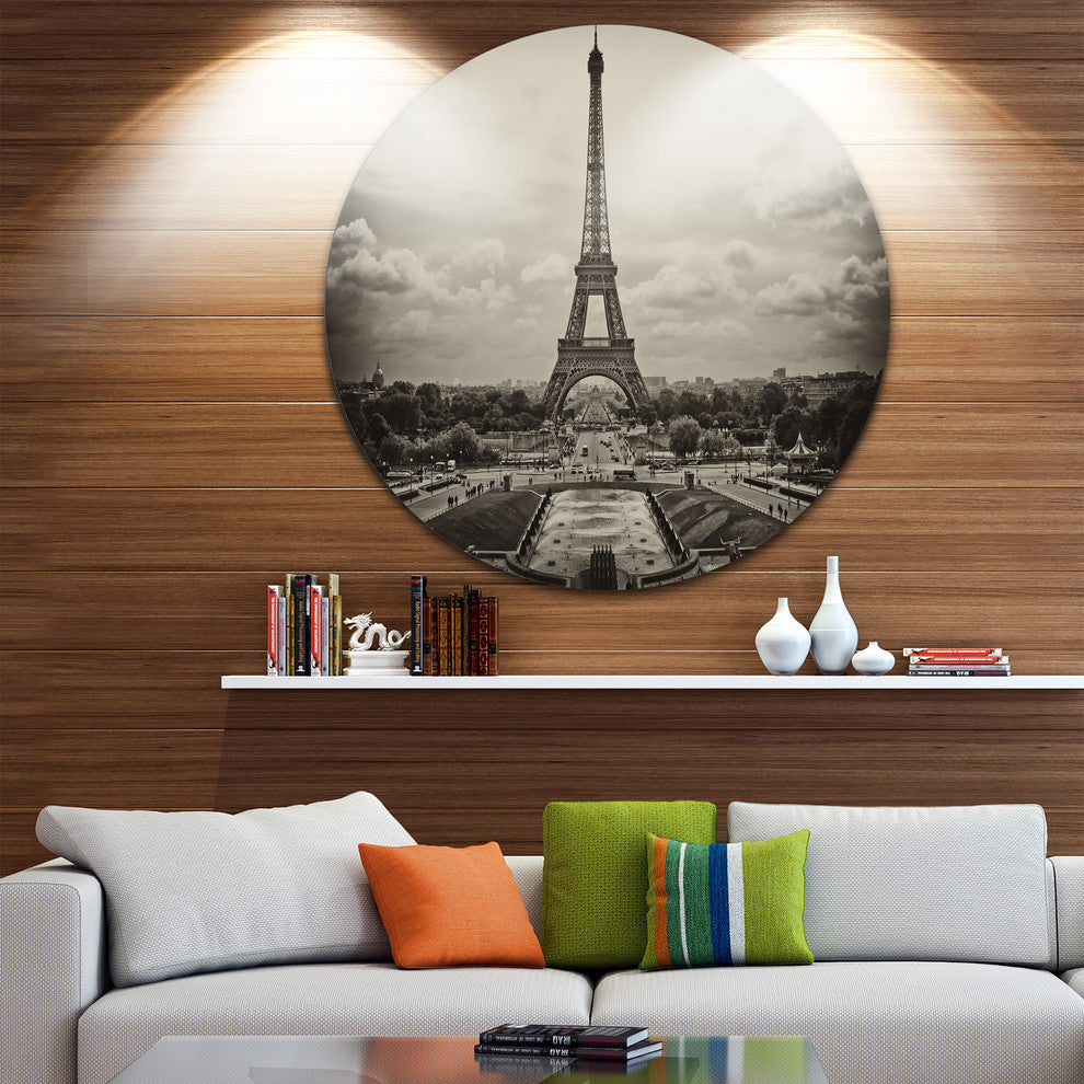 Vintage View Of Paris, France, Cityscape Photo Disc Metal Wall Art, 11"