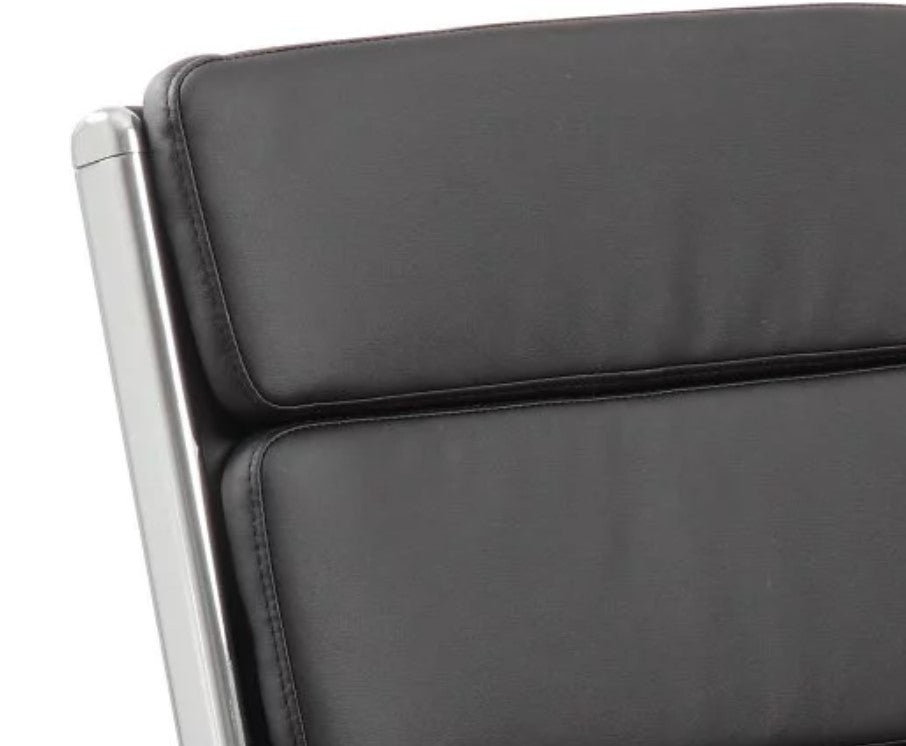 Elegant Office Chair, Chrome Plated Frame & Unique Channeled Mid Back, Black