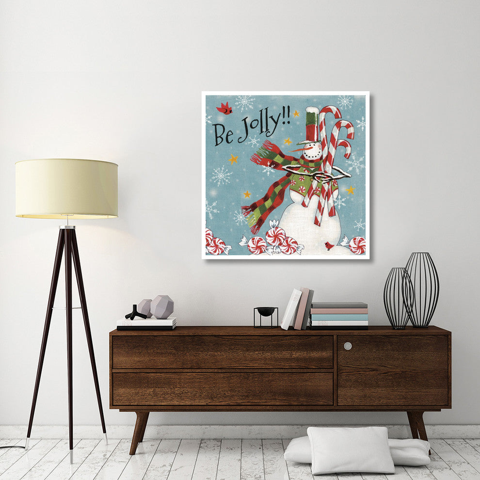 "Sweet Snowmen II Blue" Digital Paper Print by Anne Tavoletti, 42"x42"