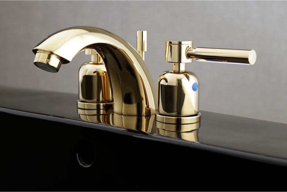 Mini-Widespread Bathroom Faucet With Pop-Up, Polished Brass