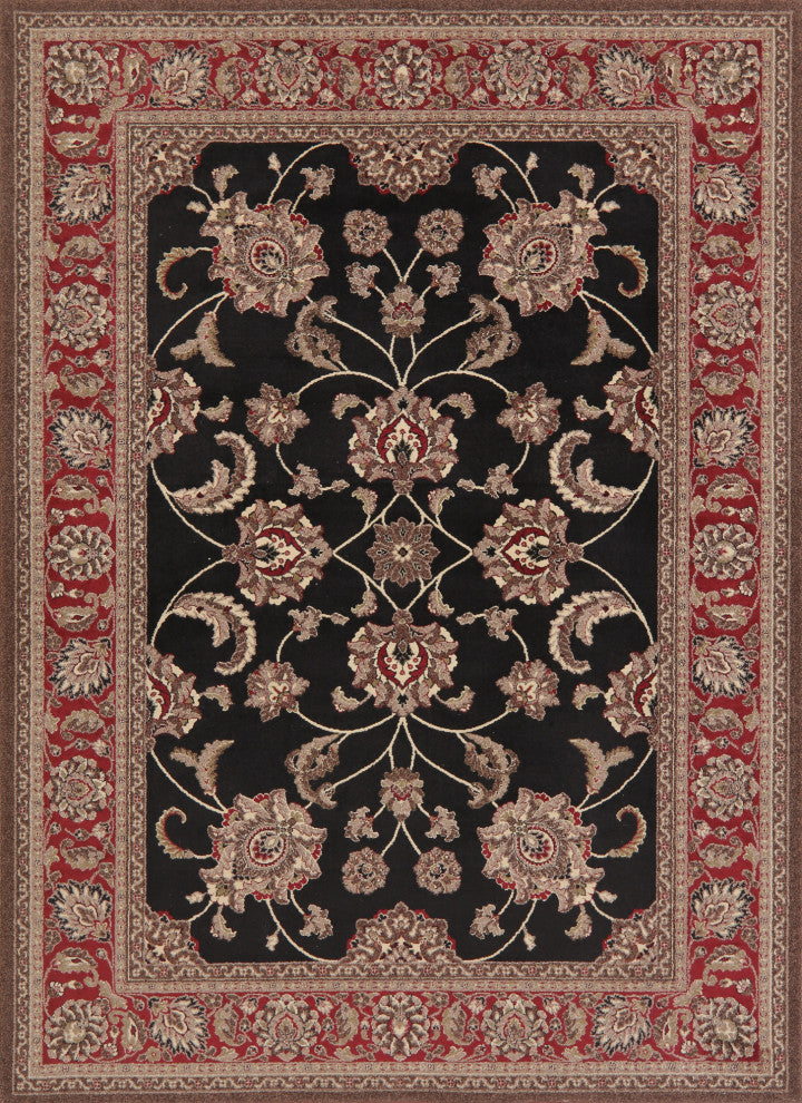 Agra Oriental Carpet Traditional Wool Turkish Area Rug, Black, 9'1"x6'7