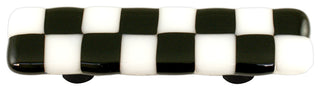 Art Glass Rectangle Checked Pull, Alum Post, Black White Squares