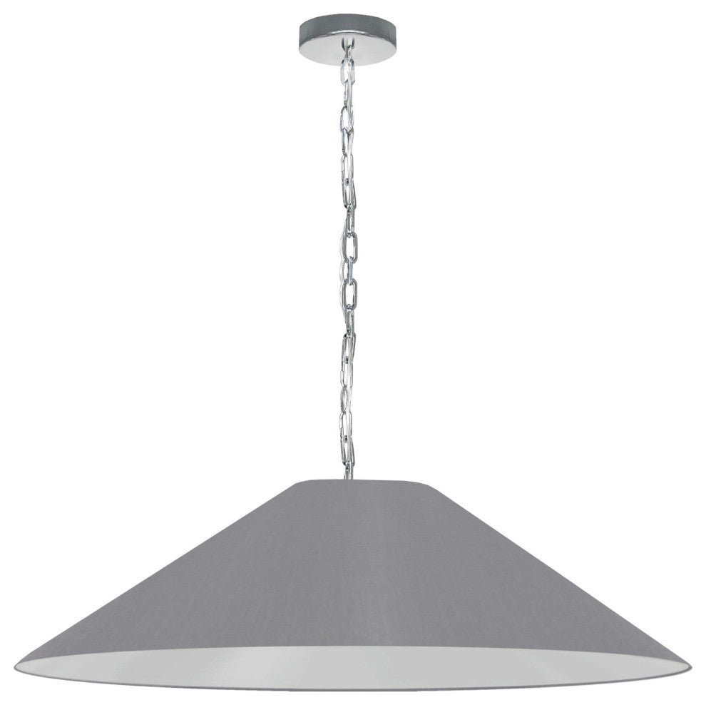 Presley Incandescent Pendant, Polished Chrome with Grey Shade