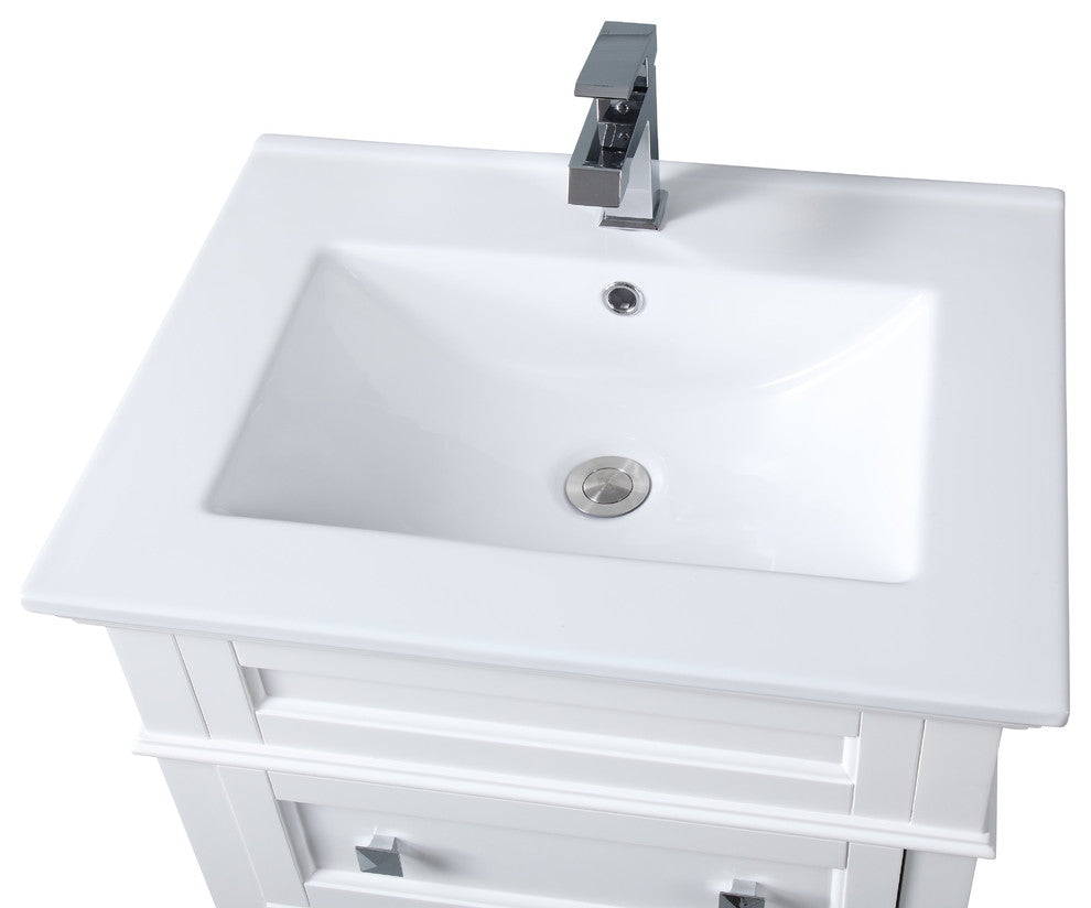 24" Felix Modern Sink Bathroom Vanity, White