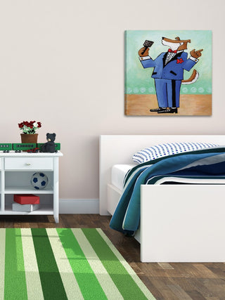 "Give a Dog a Microphone" by Janet Nelson Print Wrapped Canvas, 32x32