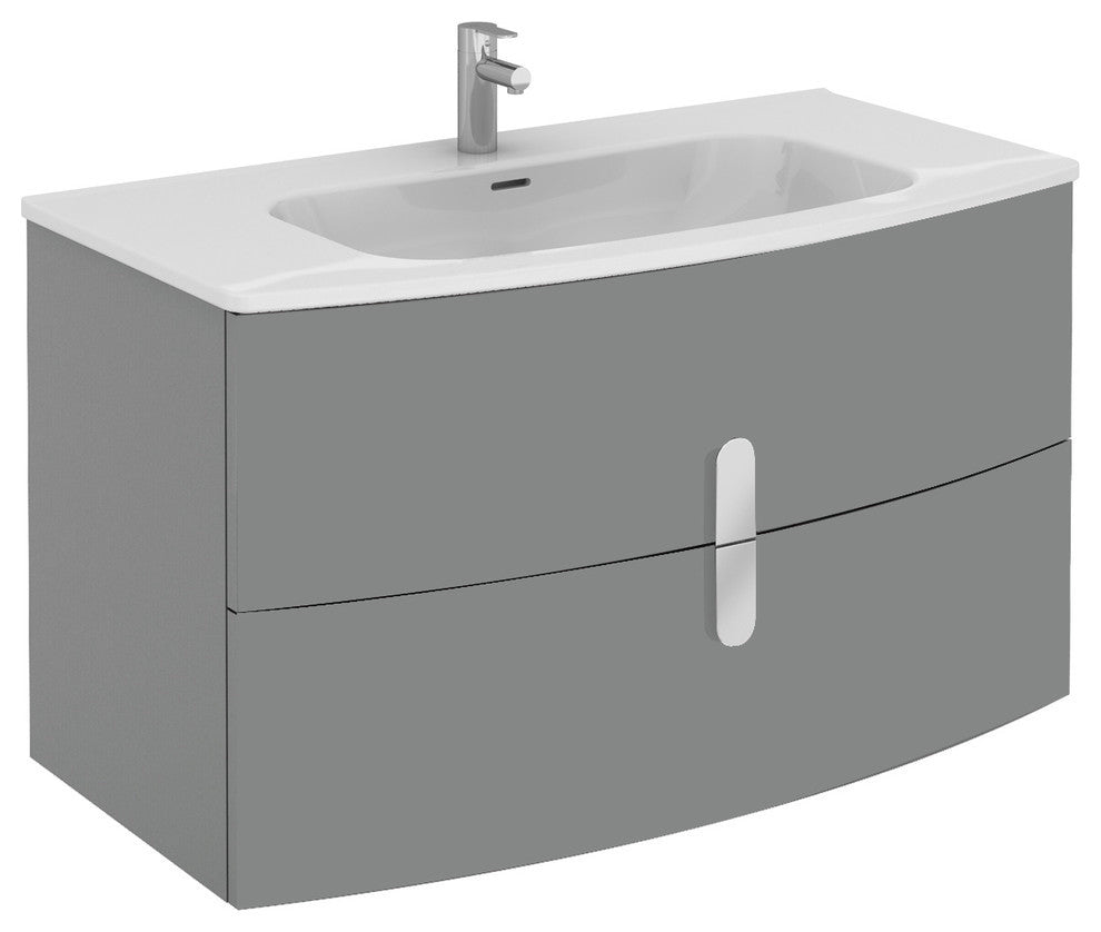 Eviva Cali 39 Wall Mount Gray Modern Bathroom Vanity White Integrated Sink