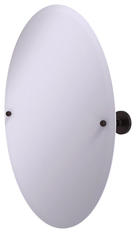Frameless Oval Beveled Edge Tilt Mirror, Antique Bronze