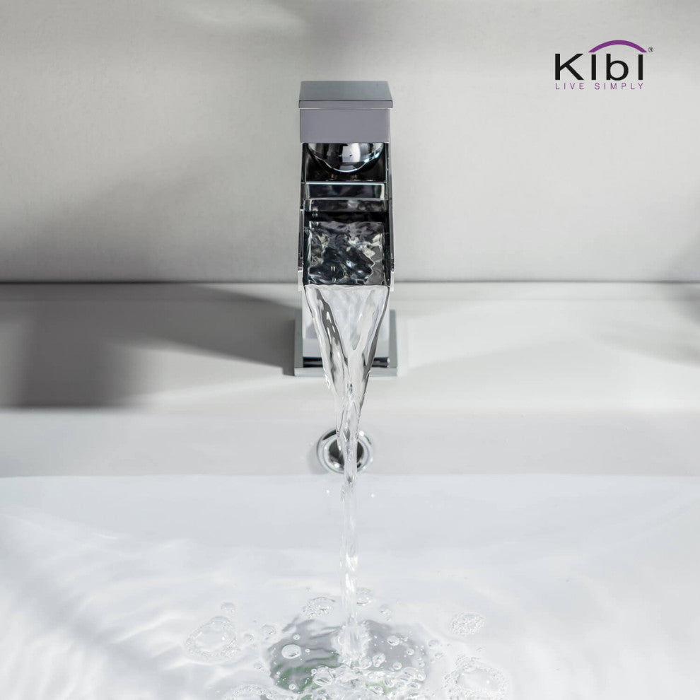 Waterfall Single Handle Bathroom Faucet KBF1004, Chrome, W/ Drain