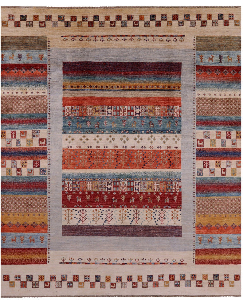 8' 3" X 9' 10" Tribal Persian Gabbeh Handmade Rug Q10583