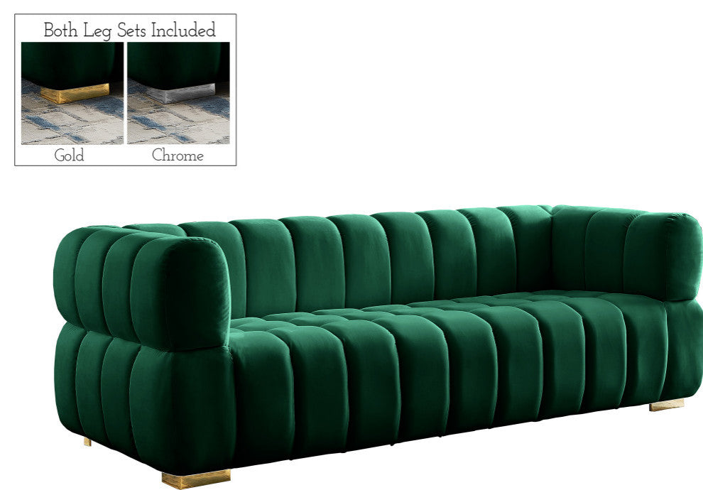 Gwen Velvet Upholstered Chair, Green, Sofa