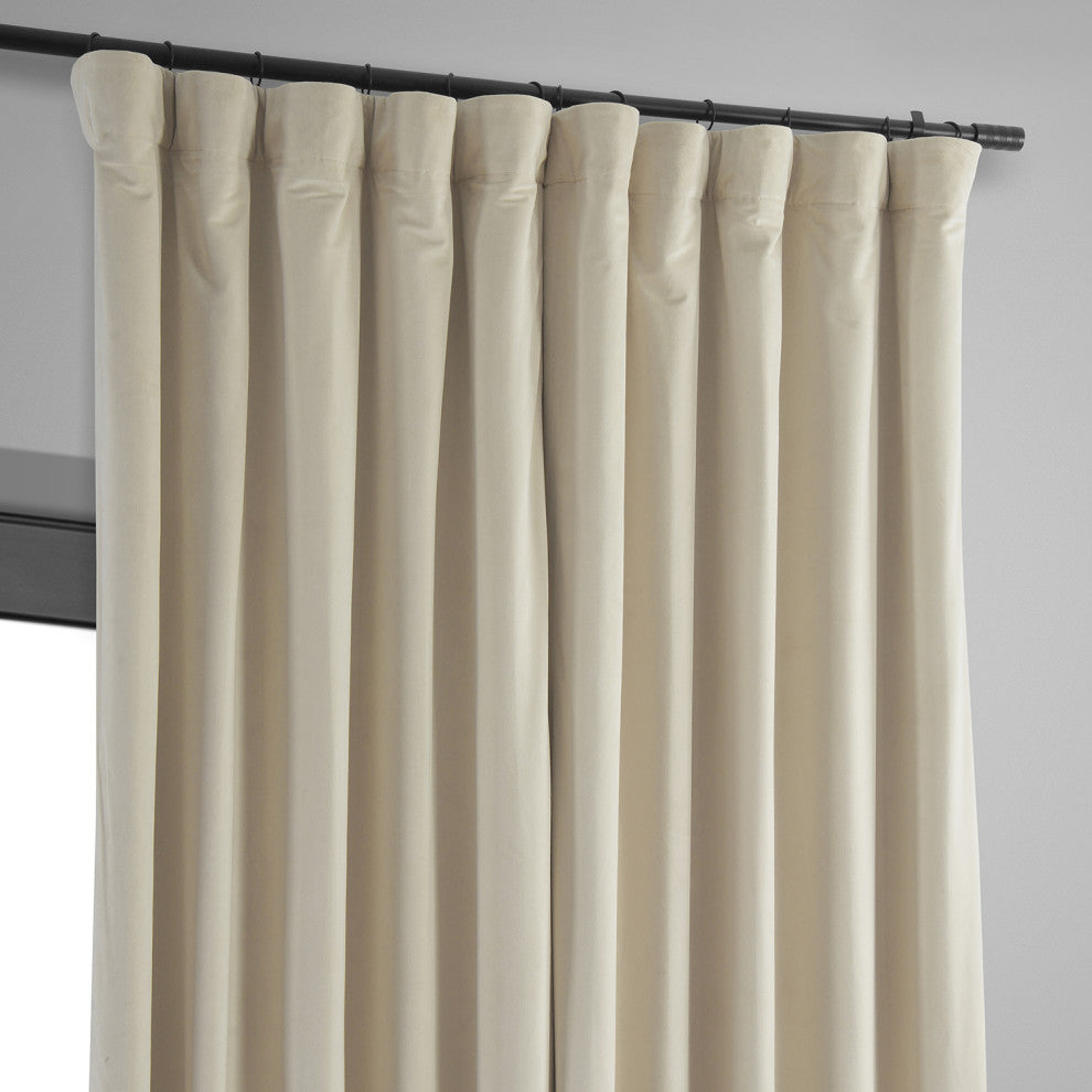 Extra Wide Blackout Velvet Curtain Single Panel, Neutral Ground, 100w X 96l