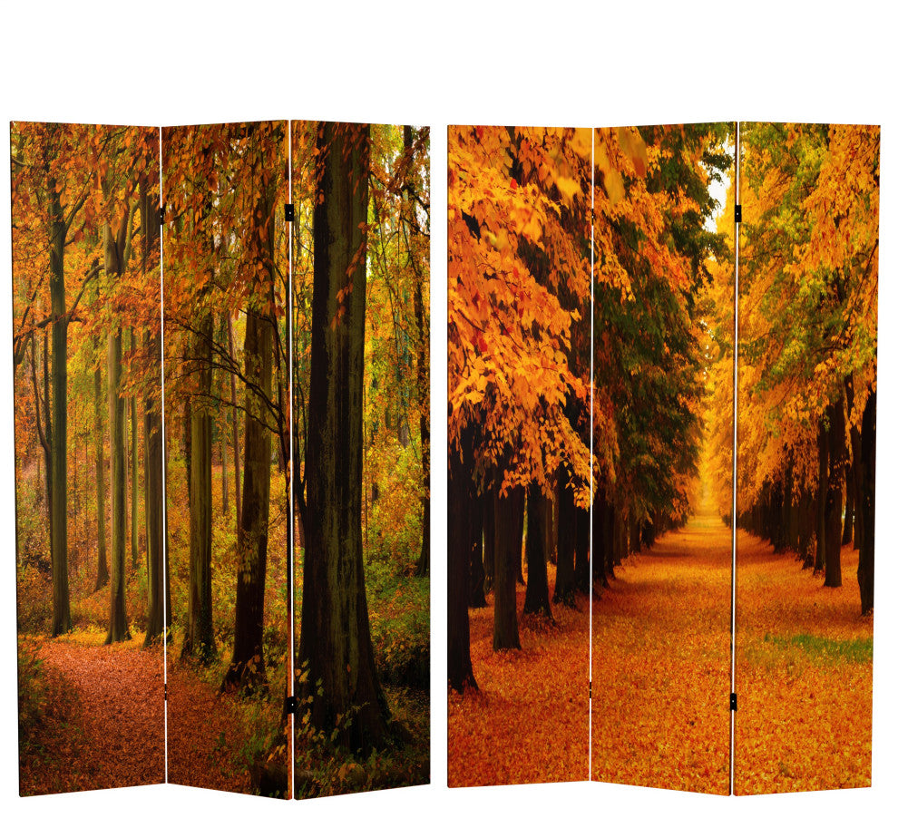 6' Tall Double Sided Autumn Trees Room Divider