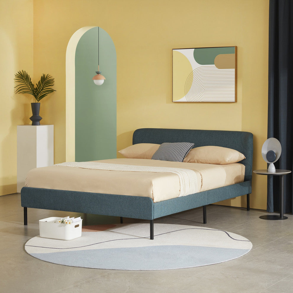 Teal Green Modern Wingback Full Bed Frame