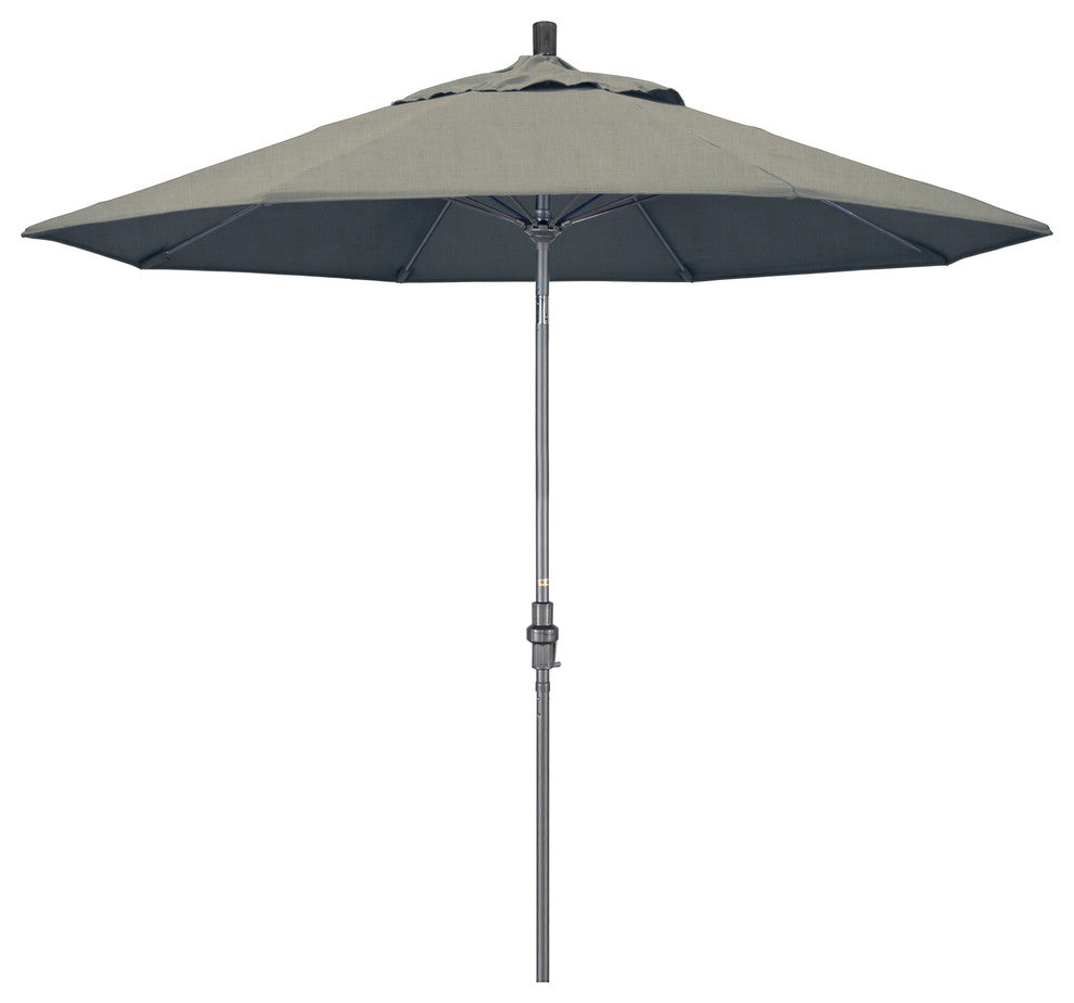 9' Grey Collar Tilt Lift Fiberglass Rib Aluminum Umbrella, Sunbrella, Spectrum Dove