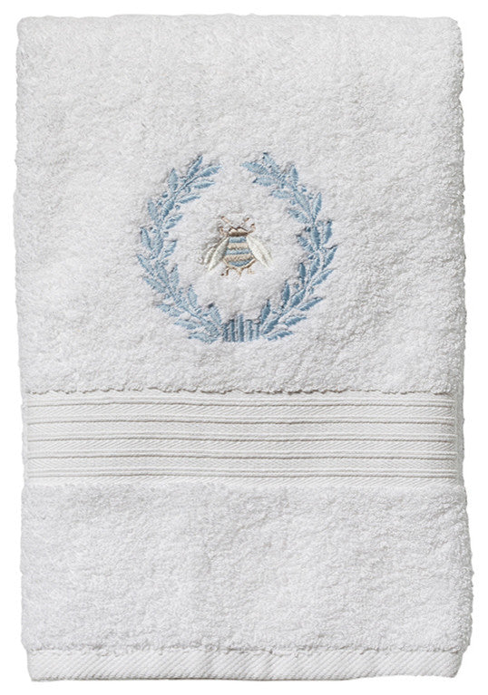 Terry Guest Towel, Napoleon Bee Wreath, Duck Egg Blue