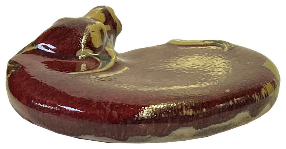 Chinese Ceramic Clay Oxblood Red Flat Ox Cow Shape Art Figure Hws3080A