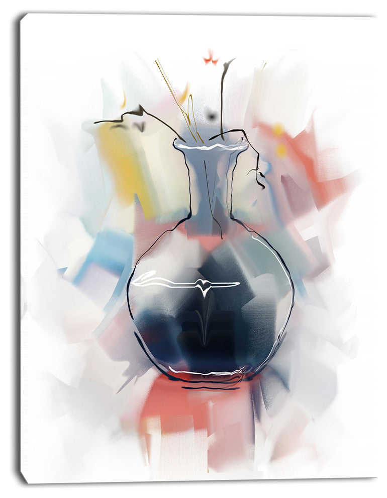 Abstract Flowers in Vase, Floral Canvas Art Print, 30"x40"