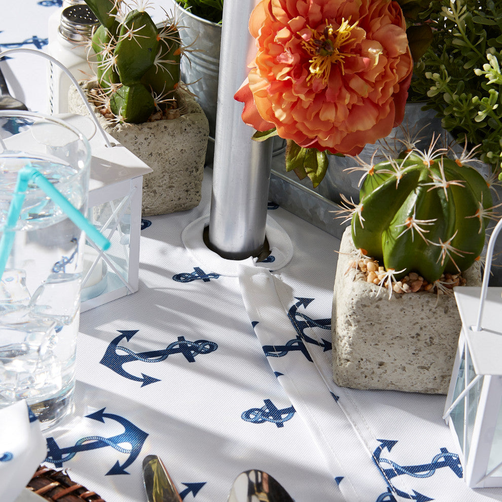 Anchors Print Outdoor Tablecloth With Zipper 60X120